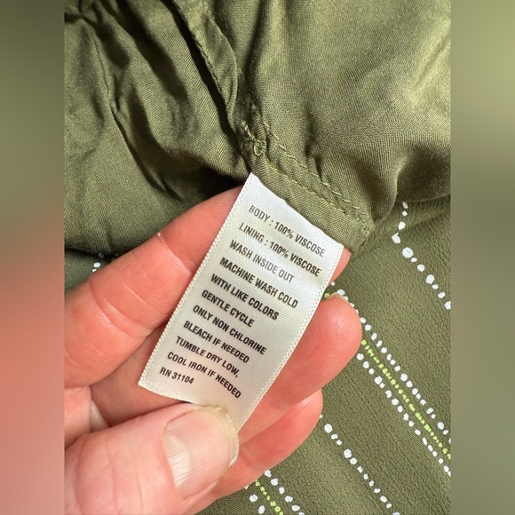 KAARI BLUE Olive green with white stripe wide leg pants size L - Picture 9 of 11